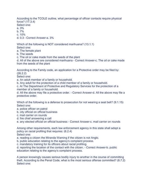 tcole penal code practice test